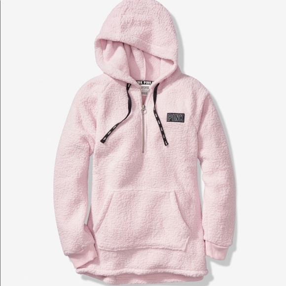 PINK Victoria's Secret Tops - PINK VS Pink Sherpa Teddy Hooded Coat
